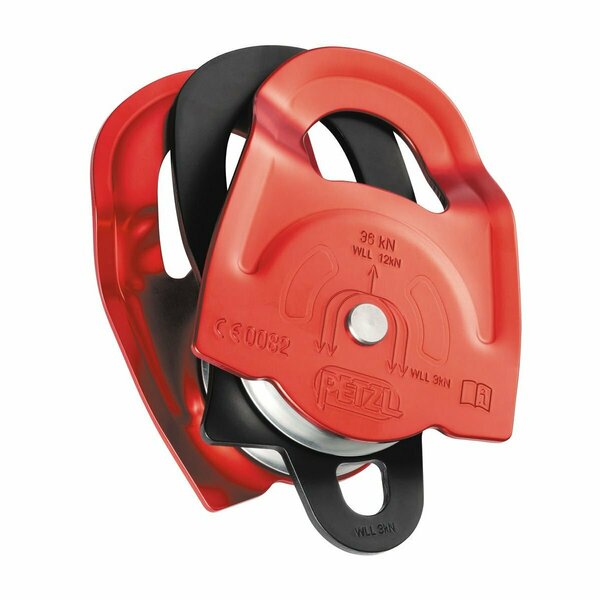 Petzl Prusik Twin Pulley, 8100 lbs, Red/Black P65A