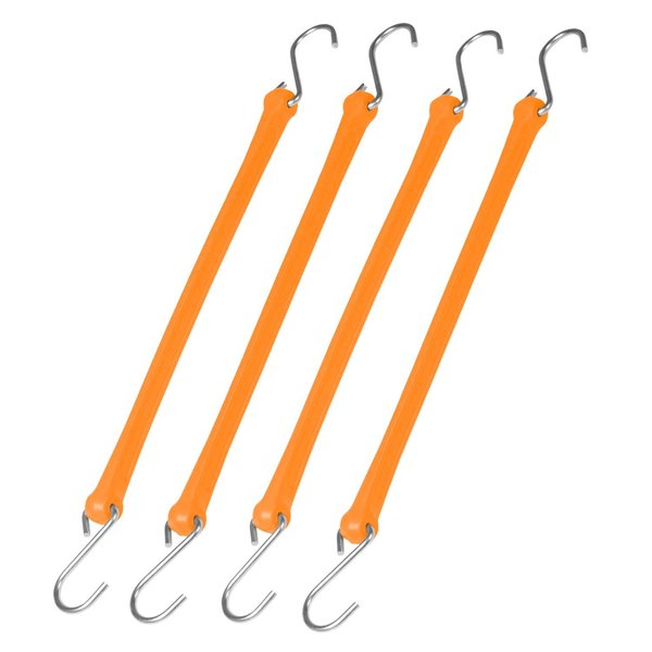 The Perfect Bungee 18" Heavy Duty Poly Strap with Steel Hooks, Tarp Strap, Orange, 4-Count PB18NG4PK