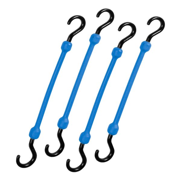 The Perfect Bungee 12” Heavy Duty Poly Cord, Nylon Hooks, Blue, 4-Count PC12BL4PK
