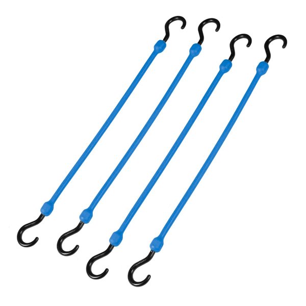 The Perfect Bungee 18” Heavy Duty Poly Cord, Nylon Hooks, Blue, 4-Count PC18BL4PK
