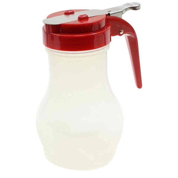 Tablecraft Syrup Dispenser, Teardrop, Red, 10 oz, PK12 PP410RE