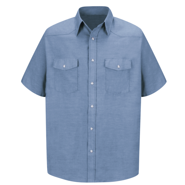 Red Kap Mens Ss Lt Blue Chamb Shirt 65/35, M SC24LB SS M