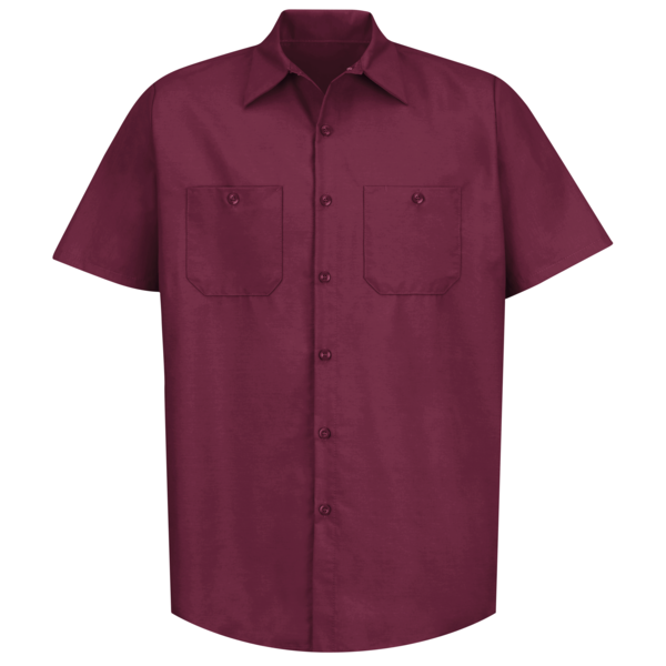 Red Kap Mens Ss Burgundy Poplin Work Shirt, L SP24BY SS L