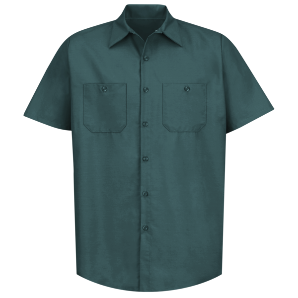 Red Kap Mens Ss Spruce Grn Poplin Wrk Shirt, 3XL SP24SG SS 3XL