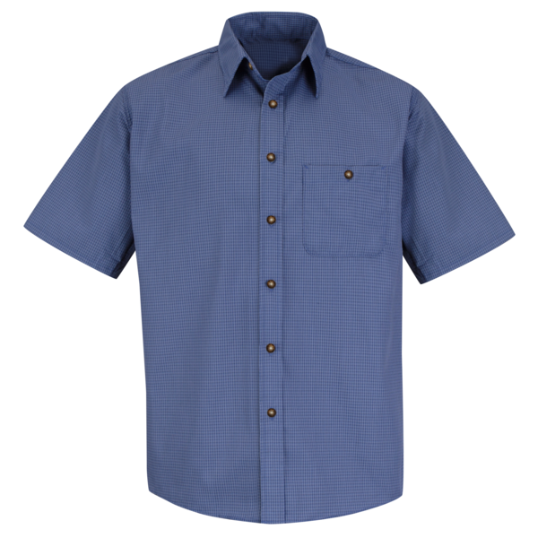 Red Kap Mns Ss Blue Gray Mini Plaid Shirt, XXL SP84GB SS XXL