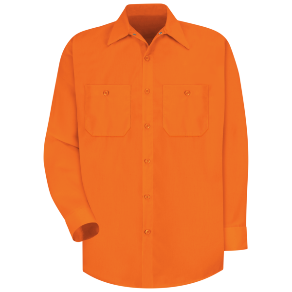 Red Kap Ls Hi-Vis Orange Workshirt, XL SS14OR LN XL