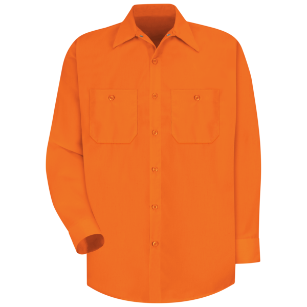 Red Kap Ls Hi-Vis Orange Workshirt, XXL SS14OR LN XXL