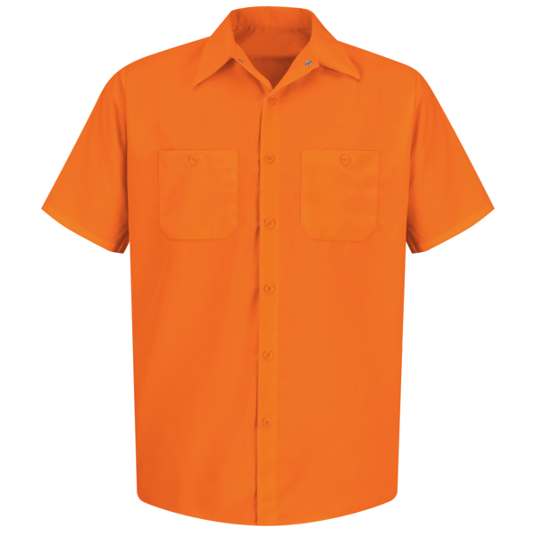 Red Kap Ss Hi-Vis Orange Workshirt, L SS24OR SSLL