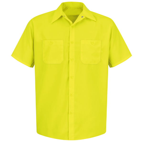 Red Kap Ss Hi-Vis Yellow Workshirt, 3XL SS24YE SS 3XL