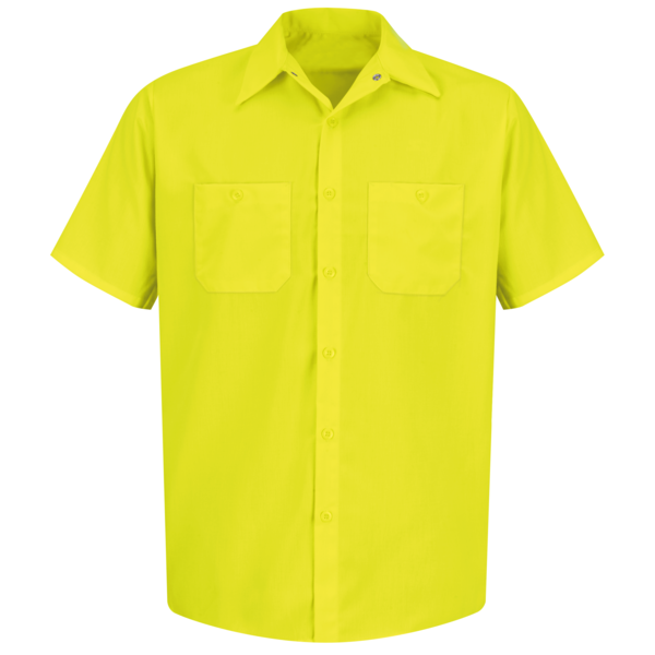 Red Kap Ss Hi-Vis Yellow Workshirt, XXL SS24YE SSLXXL