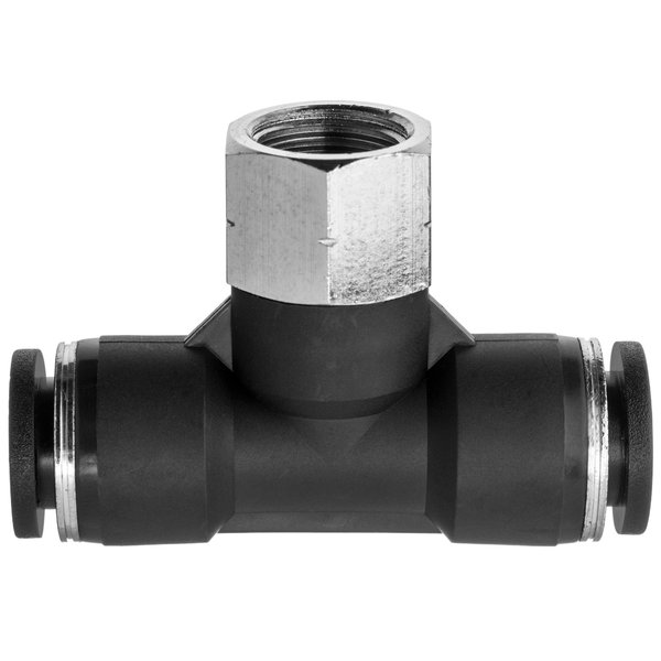 Usa Industrials Nylon Push to Connect Fitting - Female T, 1/4" Tube Size, Black ZUSA-TF-PTC-525