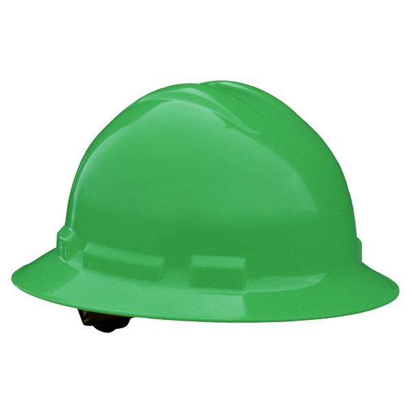 Radians Full Brim Hard Hat, Type 1, Class E, Ratchet (4-Point), Green QHR4-GREEN