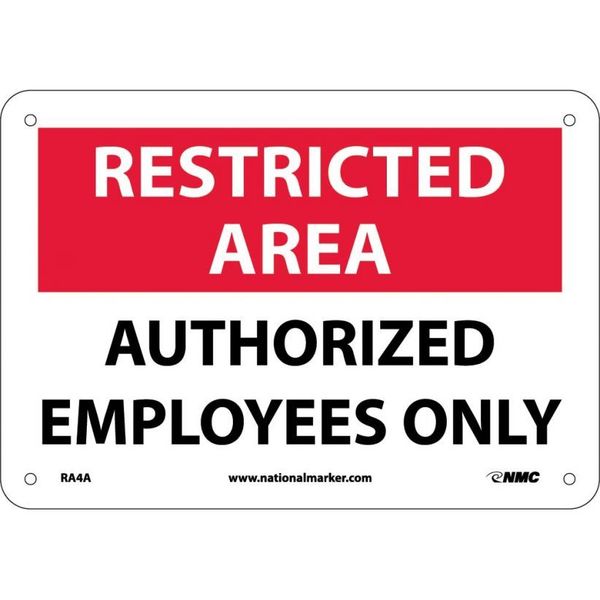 Nmc Restricted Area Authorized Employees Only Sign, RA4A RA4A