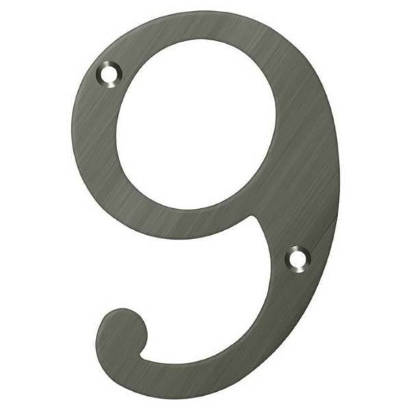 Deltana Numbers, Solid Brass Antique Nickel 6" RN6-9U15A