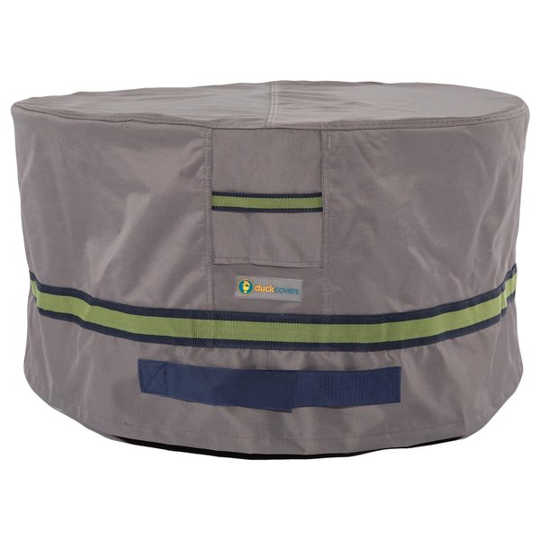 Duck Covers Soteria Grey RainProof Patio Round Ottoman Cover, 32"x32" ROT3118