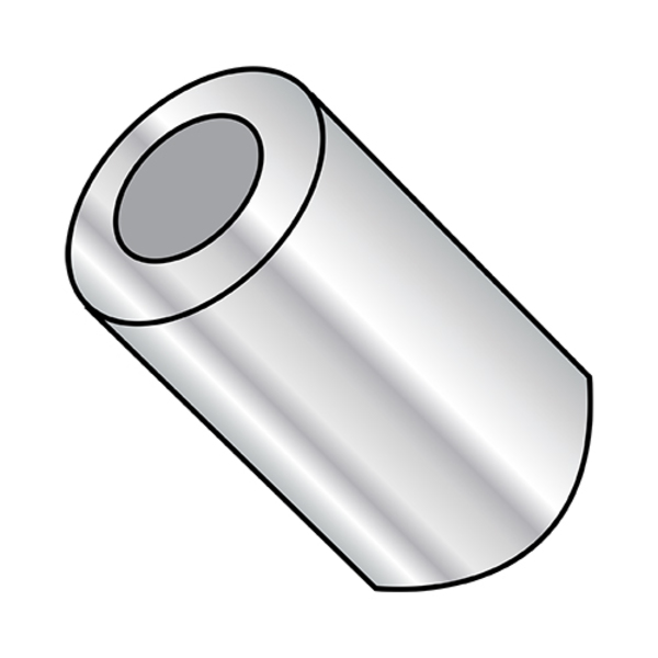 Zoro Select Round Spacer, Plain Aluminum, 1/8 in Overall Lg, #4 Inside Dia 100204RSA