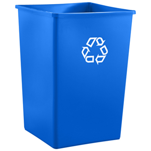Rubbermaid Commercial Square Square Recycling Container, 35 gal., 19-, Blue, Plastic RUB153CBLU