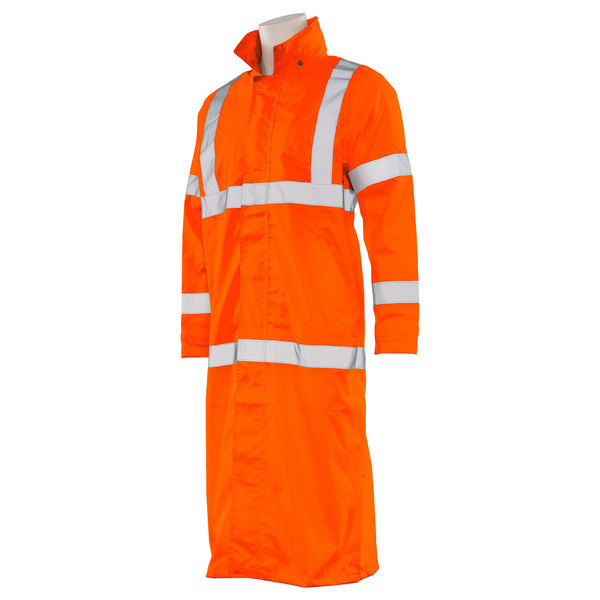 Long Rain Coat, Class 3, Hi-Viz, Orange, L