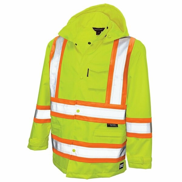Tough Duck Rain Jacket with Hood, Hi-Vis Yellow/Gr, XL S37211