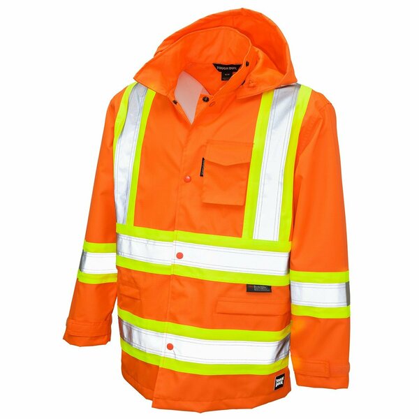 Tough Duck 5XL Tall Size Rain Jacket, Florescent Green S37231