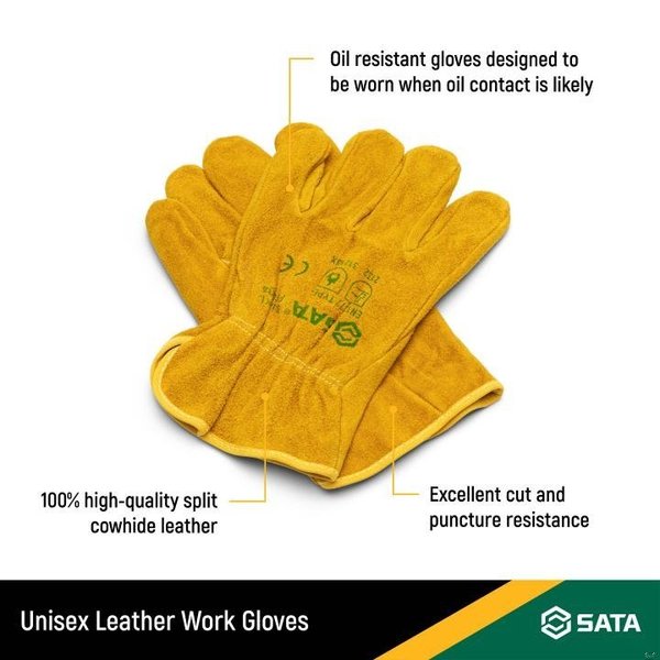 Sata Leather Work Gloves, 4 Pairs, Large STFS0103
