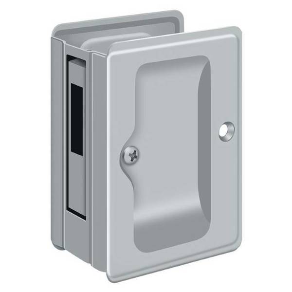 Deltana Hd Pocket Lock, Adj, 3-1/4" X 2 1/4" Sliding Door Rcvr Satin Chrome SDAR325U26D