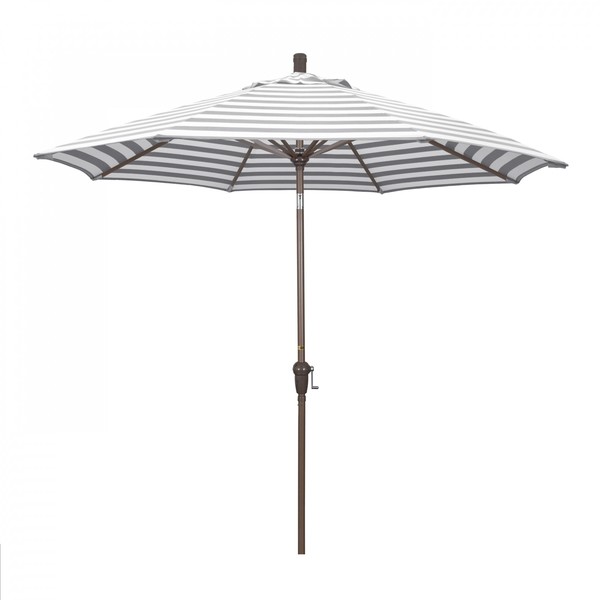 March Patio Umbrella, Octagon, 102.38" H, Olefin Fabric, Gray White Cabana Stripe 194061040485