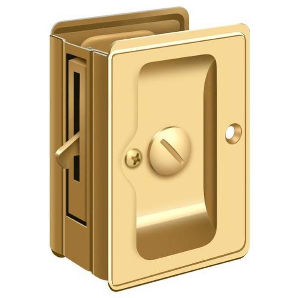 Deltana Heavy Duty Pocket Lock, Adj, 3-1/4" X 2 1/4" Privacy Lifetime Brass SDLA325CR003