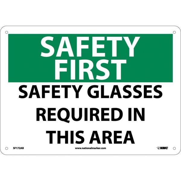 Nmc Safety First Safety Glasses Required In This Area Sign SF172AB