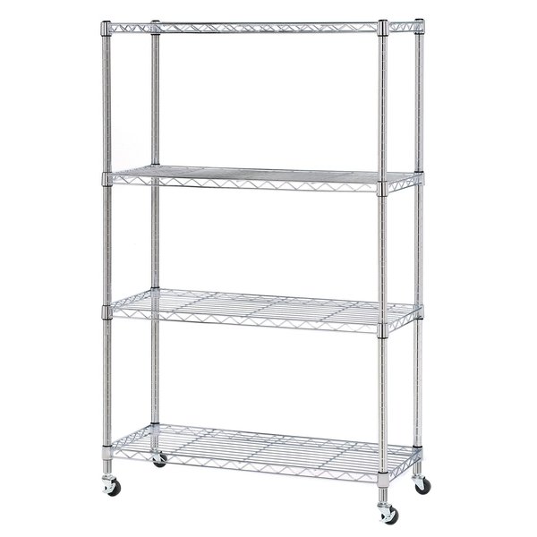 Seville Classics Steel Wire Shelving, 4 Tier, Chrome SHE15387B