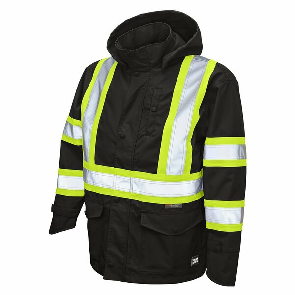 Tough Duck Safety Rain Jacket, SJ352-BLACK-5XL SJ352