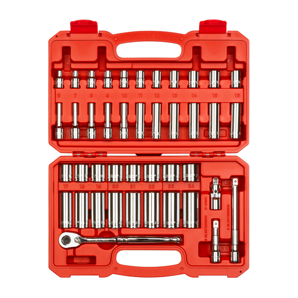 Tekton 3/8 Inch Drive 6-Point Socket and Ratchet Set, 42-Piece (6-24 mm) SKT15201