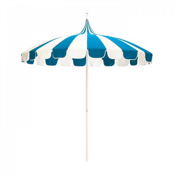 California Umbrella Patio Umbrella, Round, 109.4" H, Pacifica Fabric, Pacific Blue and Natural 194061040737