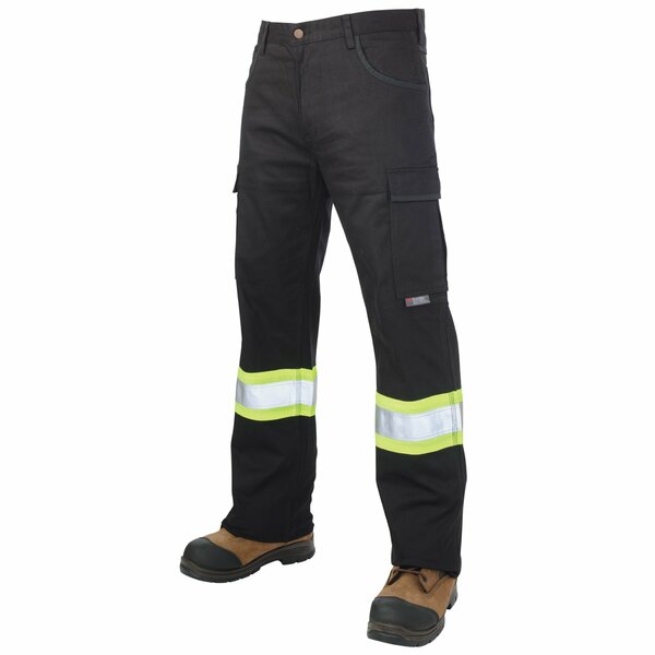 Tough Duck Flex Twill Safety Cargo Pant, SP033-BLK- SP033