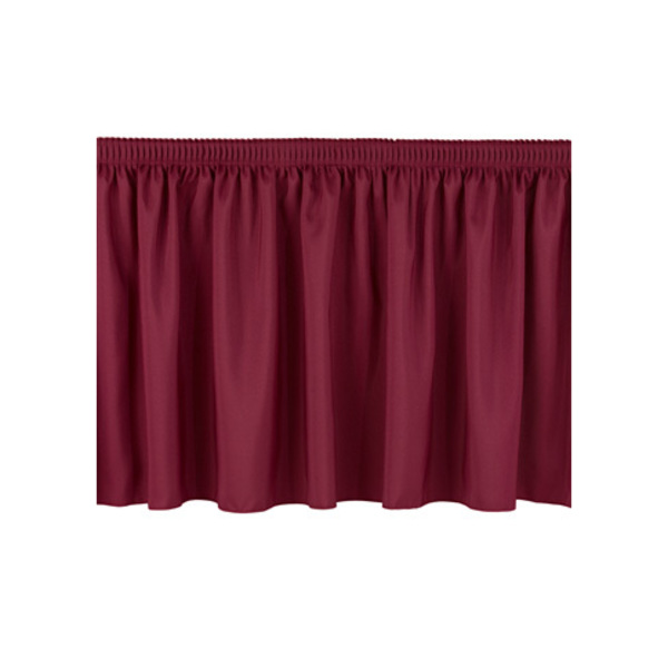 National Public Seating Stage Shirred Pleat Skirting, 16"H x 96"L, Burgundy SS16-96-08
