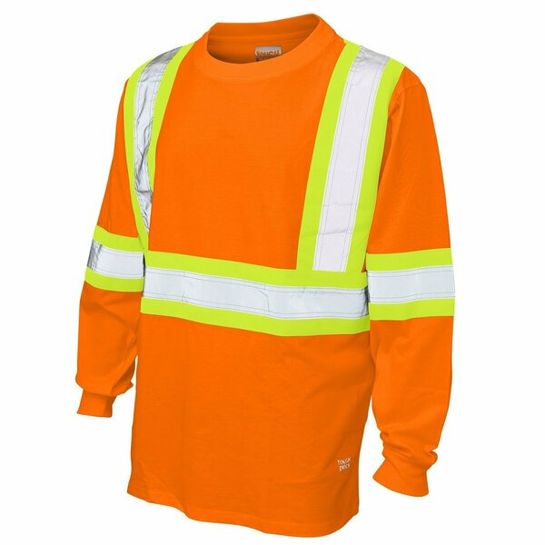 Tough Duck L/S Safety T-Shirt w/100pct.Cotton, Orng. ST212