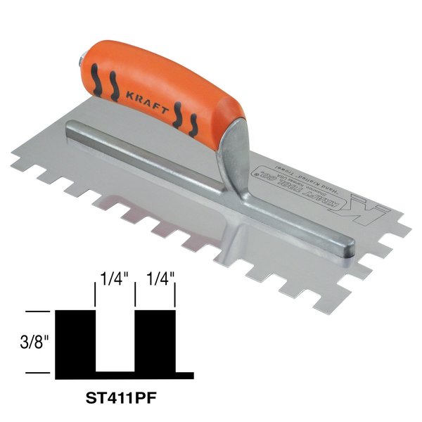 Superior Tile Cutter And Tools Square-Notch Trowel, 1/4" x 3/8" x 1/4 ST416PF