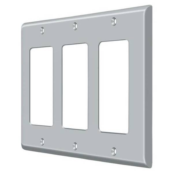 Deltana Triple Rocker Switch Plate, Number of Gangs: 3 Solid Brass, Brushed Chrome Finish SWP4740U26D