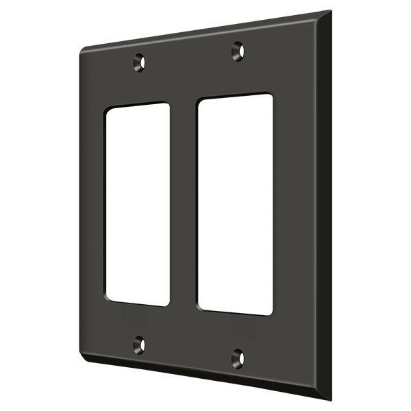Deltana Double Rocker Switch Plate, Number of Gangs: 2 Solid Brass, Oil Rubbed Bronze Finish SWP4741U10B
