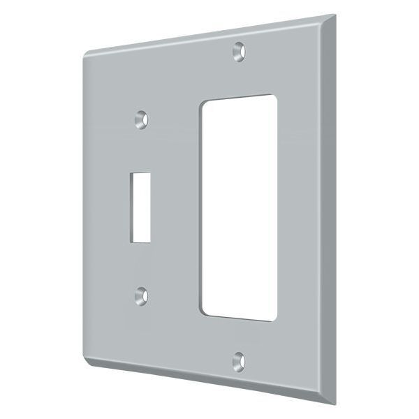 Deltana Single Switch/Single Rocker Switch Plate, Number of Gangs: 2 Solid Brass, Brushed Chrome Finish SWP4743U26D