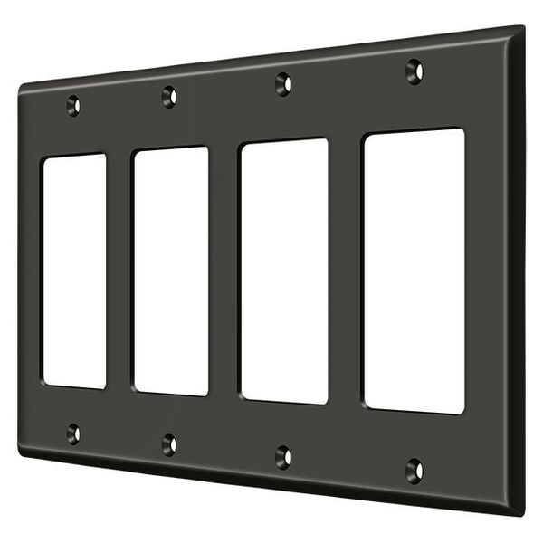 Deltana Quadruple Rocker Switch Plate, Number of Gangs: 4 Solid Brass, Oil Rubbed Bronze Finish SWP4744U10B