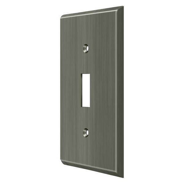 Deltana Single Standard Switch Plate, Number of Gangs: 1 Solid Brass, Antique Nickel Finish SWP4751U15A