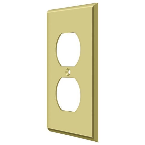 Deltana Double Outlet Switch Plate, Number of Gangs: 1 Solid Brass, Polished Brass Finish SWP4752U3