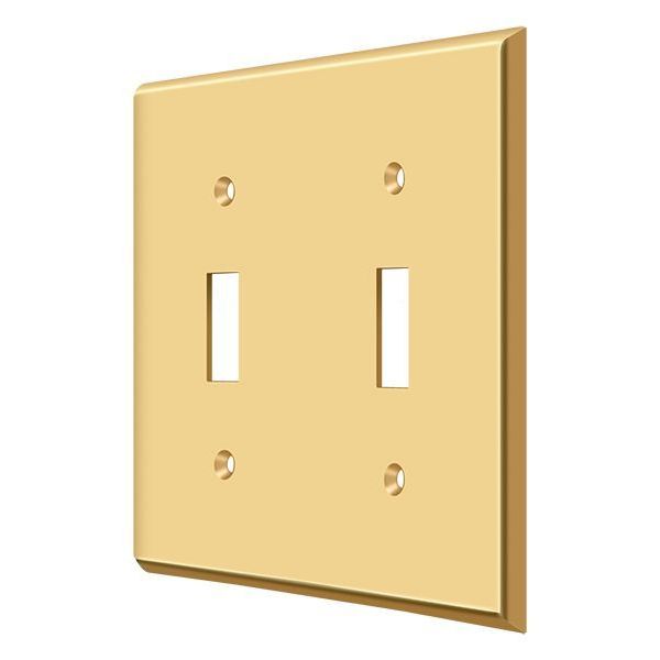 Deltana Double Standard Switch Plate, Number of Gangs: 2 Solid Brass, PVD Polished Brass Finish SWP4761CR003