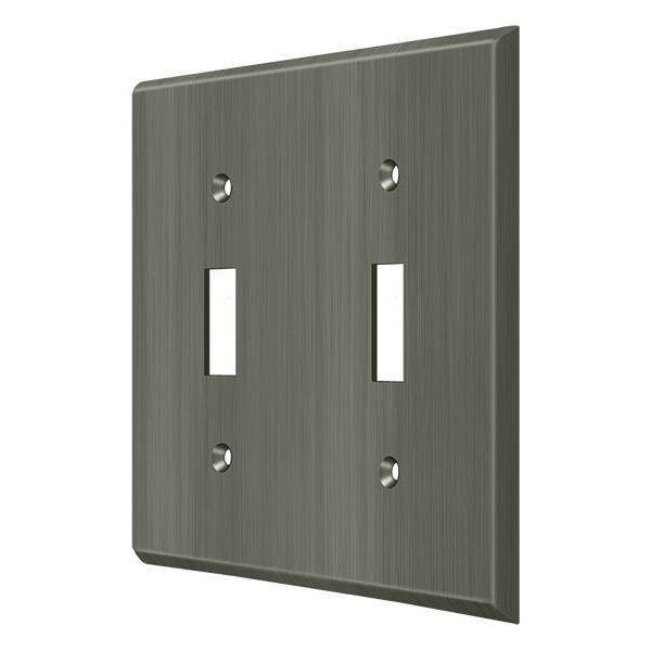 Deltana Double Standard Switch Plate, Number of Gangs: 2 Solid Brass, Antique Nickel Finish SWP4761U15A