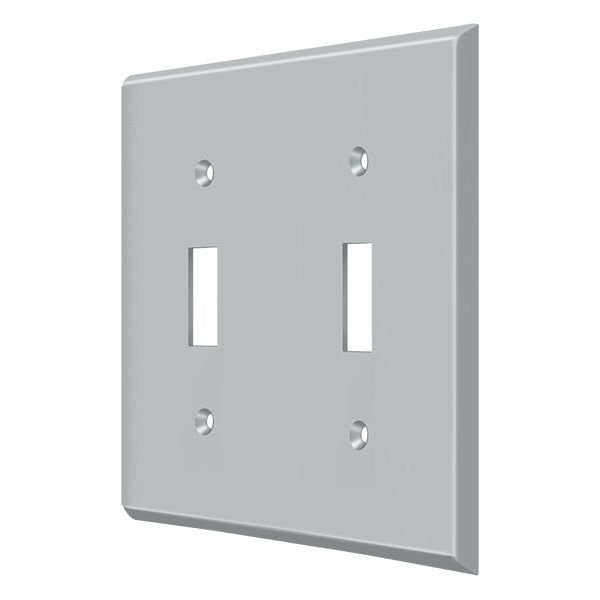 Deltana Double Standard Switch Plate, Number of Gangs: 2 Solid Brass, Brushed Chrome Finish SWP4761U26D