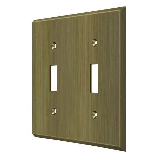 Deltana Double Standard Switch Plate, Number of Gangs: 2 Solid Brass, Antique Brass Finish SWP4761U5