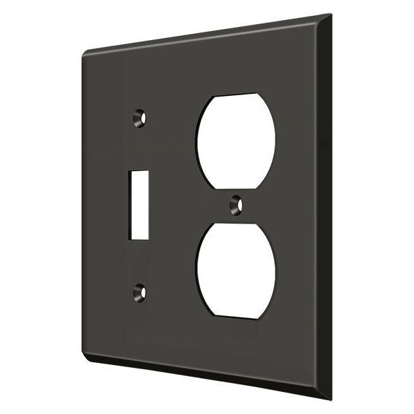 Deltana Single Switch/Double Outlet Switch Plate, Number of Gangs: 2 Solid Brass, Oil Rubbed Bronze Finish SWP4762U10B