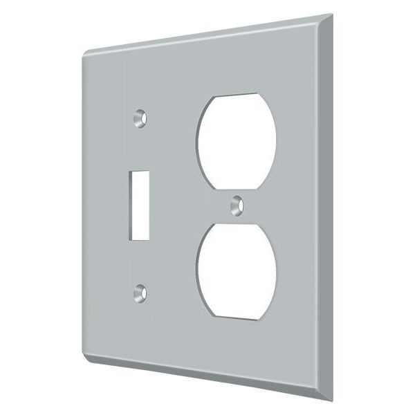 Deltana Single Switch/Double Outlet Switch Plate, Number of Gangs: 2 Solid Brass, Brushed Chrome Finish SWP4762U26D