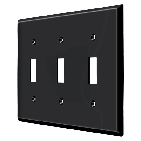 Deltana Triple Standard Switch Plate, Number of Gangs: 3 Solid Brass, Paint Black Finish SWP4763U19